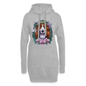 Lévrier afghan aux fleurs colorées - Sweat-shirt à capuche long Femme - gris chiné - Devant