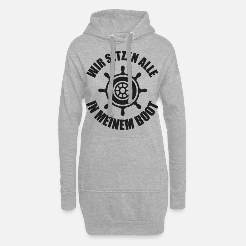 Motorboot Kapitän Boot Boote Seefahrt Geschenk - Hoodie-Kleid - Grau meliert