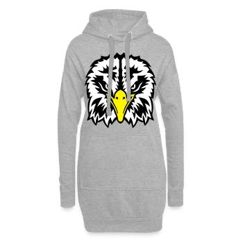 aigle tete yeux feroce 102 - Sweat-shirt à capuche long Femme - gris chiné - Devant