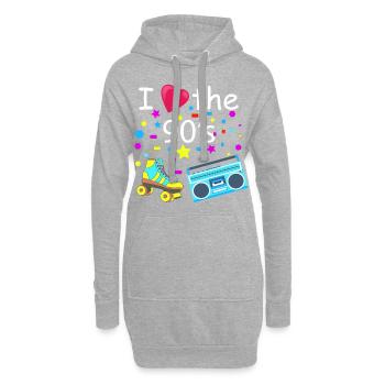 I love the 90s - Neunziger Party T-Shirt Retro - Hoodie-Kleid - Grau meliert - Vorne