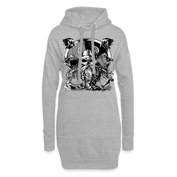 Odin Göttervater - Wikinger Geschenk - Hoodie-Kleid - Grau meliert - Vorne