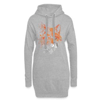 Fuchs Polygon Illustration - Hoodie-Kleid - Grau meliert - Vorne