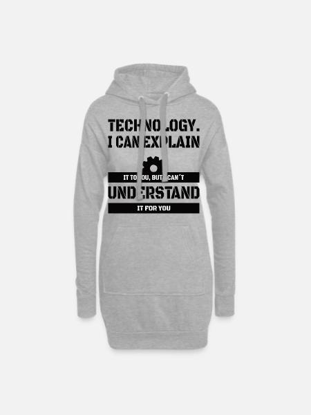 COMPUTER TEACHER: I Can Explain Technology - Hoodie Dress - heather grey