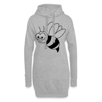 Honigbiene Comic Tier - Hoodie-Kleid - Grau meliert - Vorne