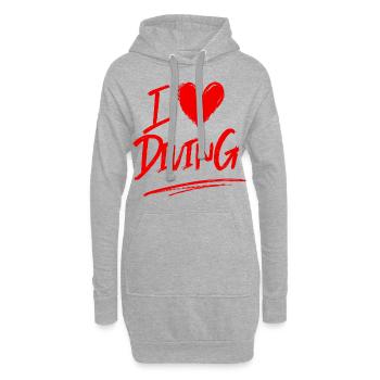 J’adore plonger - Sweat-shirt à capuche long Femme - gris chiné - Devant
