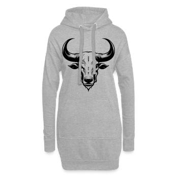 Bulle Tier Kopf Skelett Stier - Hoodie-Kleid - Grau meliert - Vorne