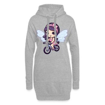 Fée Mignon Vélo Bande Dessinée - Sweat-shirt à capuche long Femme - gris chiné - Devant