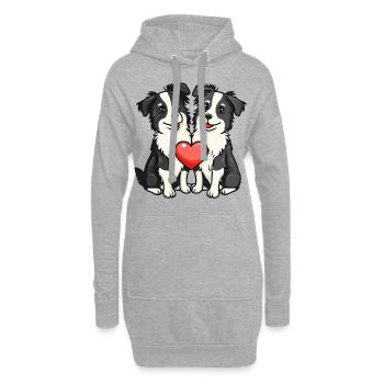 Border Collie Dogs Couple amoureux Saint Valentin - Sweat-shirt à capuche long Femme - gris chiné - Devant