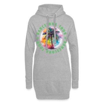 Barcelona Tour Urlaub Plame Bunt - Hoodie-Kleid - Grau meliert - Vorne