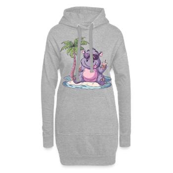 Nilpferd Sommer Strand Urlaub - Hoodie-Kleid - Grau meliert - Vorne