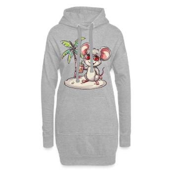Mouse Summer Beach Vacation - Hoodie Dress - heather grey - Front