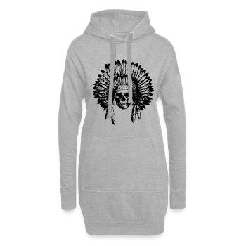 Cadeau d’Indien Skull Horror Rock and Roll - Sweat-shirt à capuche long Femme - gris chiné - Devant