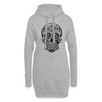 Totenschädel Mexiko Dia de Muertos Geschenk - Hoodie-Kleid - Grau meliert - Vorne