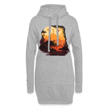 extraterrestre sombre - Sweat-shirt à capuche long Femme - gris chiné - Devant