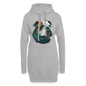 Expression de bouledogue - Sweat-shirt à capuche long Femme - gris chiné - Devant