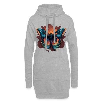 Zierlicher Schmetterling - Hoodie-Kleid - Grau meliert - Vorne