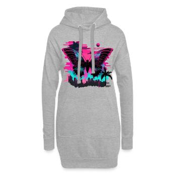 Verträumter Vaporwave Schmetterling - Hoodie-Kleid - Grau meliert - Vorne