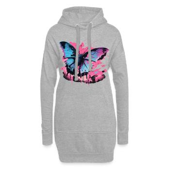Beau papillon Vaporwave - Sweat-shirt à capuche long Femme - gris chiné - Devant