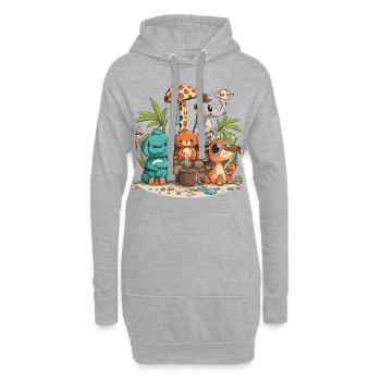 Viel Spaß bei der Safari - Hoodie-Kleid - Grau meliert - Vorne