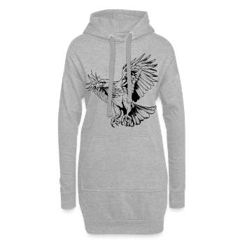 Bird of prey - Hoodie Dress - heather grey - Front