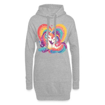 Licorne Coeur Amour Câlin Câlin Mignon Mignon - Sweat-shirt à capuche long Femme - gris chiné - Devant