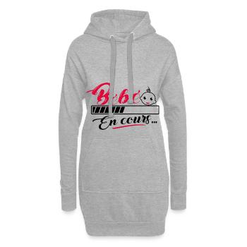Bébé en cour... - Sweat-shirt à capuche long Femme - gris chiné - Devant