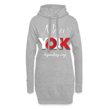New York - Sweat-shirt à capuche long Femme - gris chiné - Devant