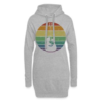 Rétro Guitare Acoustique Guitariste Guitariste Cadeau - Sweat-shirt à capuche long Femme - gris chiné - Devant