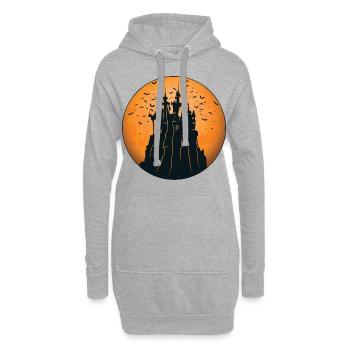 Creepy Castle & Spooky Moon Halloween Costume Cadeau - Sweat-shirt à capuche long Femme - gris chiné - Devant