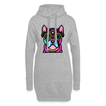 Glücklicher Hund. Glückliche Hunde. Bulldogge - Hoodie-Kleid - Grau meliert - Vorne