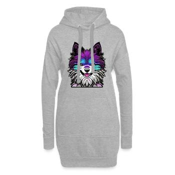 Glücklicher Hund. Glückliche Hunde. Pommern! - Hoodie-Kleid - Grau meliert - Vorne