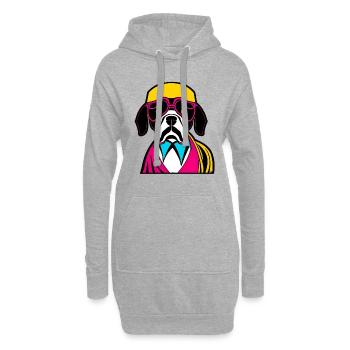 Glücklicher Hund. Glückliche Hunde. Boxer - Hoodie-Kleid - Grau meliert - Vorne