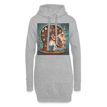 Coffee on the Brain - Hoodie Dress - heather grey - Front