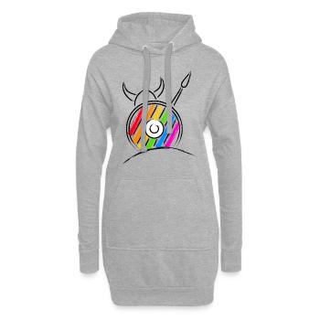 Pride Viking Wikinger mit Schild und Speer - Hoodie-Kleid - Grau meliert - Vorne