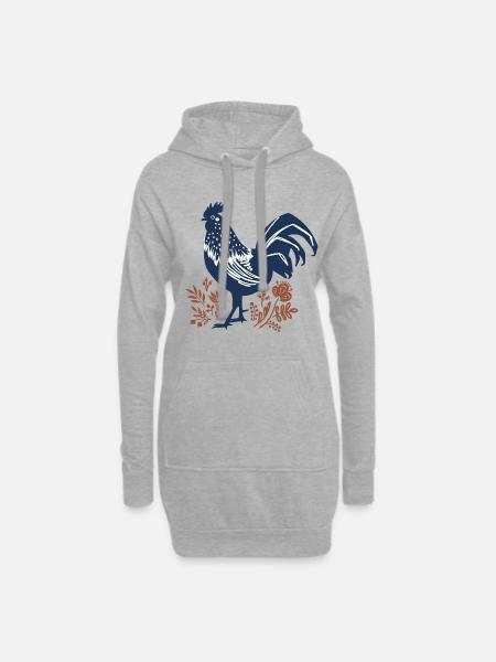 Coq - Sweat-shirt à capuche long Femme - gris chiné
