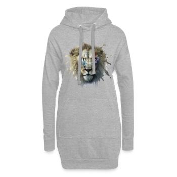 Lion mort-vivant : redoutable souverain de la savane - Sweat-shirt à capuche long Femme - gris chiné - Devant
