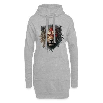 Lion mort-vivant : Terrifiant roi de la savane - Sweat-shirt à capuche long Femme - gris chiné - Devant