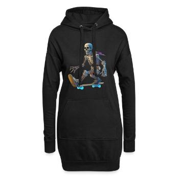 Skeleton-skateboarder - Sweat-shirt à capuche long Femme - noir - Devant