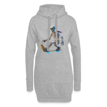 Skeleton-skateboarder - Sweat-shirt à capuche long Femme - gris chiné - Devant
