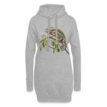 Le look caméléon - Sweat-shirt à capuche long Femme - gris chiné - Devant