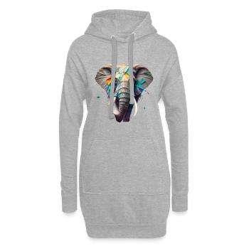 Eins mit der Natur - Elefant - Hoodie-Kleid - Grau meliert - Vorne