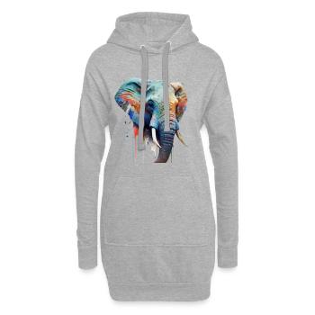 Wild und frei - Elefant - Hoodie-Kleid - Grau meliert - Vorne