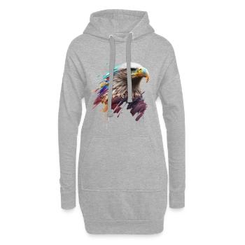 L’aigle en couleurs : un portrait artistique - Sweat-shirt à capuche long Femme - gris chiné - Devant