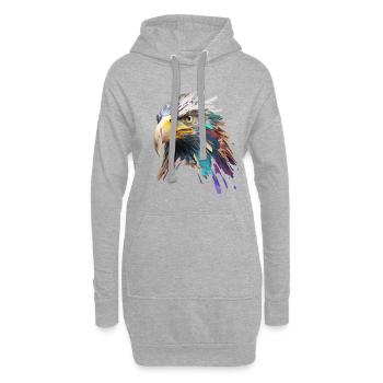Adlerkopf: Ein farbenfrohes Ölgemälde - Hoodie-Kleid - Grau meliert - Vorne