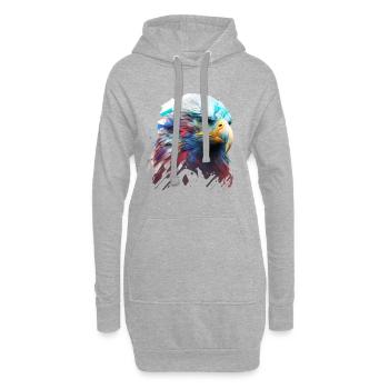 Adlerkopf: Ein farbenfrohes Ölgemälde - Hoodie-Kleid - Grau meliert - Vorne