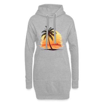 Wunderschöne Palme am Strand mit Sonnenuntergang - Hoodie-Kleid - Grau meliert - Vorne