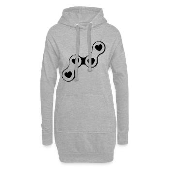 Fahrradkette Herzen Bicyclette Chaînes Cœurs - Sweat-shirt à capuche long Femme - gris chiné - Devant