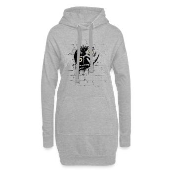 Casual Urban Graffiti Hibou Street Art Hibou - Sweat-shirt à capuche long Femme - gris chiné - Devant