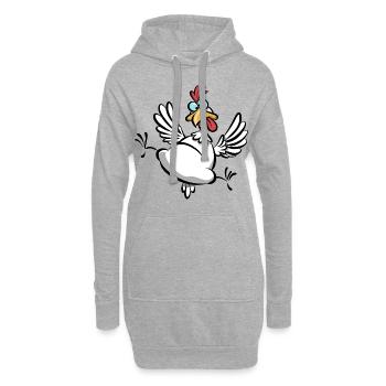 verrücktes Huhn, Hühnerfan, lustiges Huhn Cartoon - Hoodie-Kleid - Grau meliert - Vorne