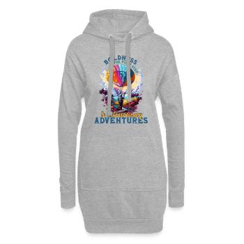 Militär-Gleitschirm über einer exotischen Landschaft - Hoodie-Kleid - Grau meliert - Vorne